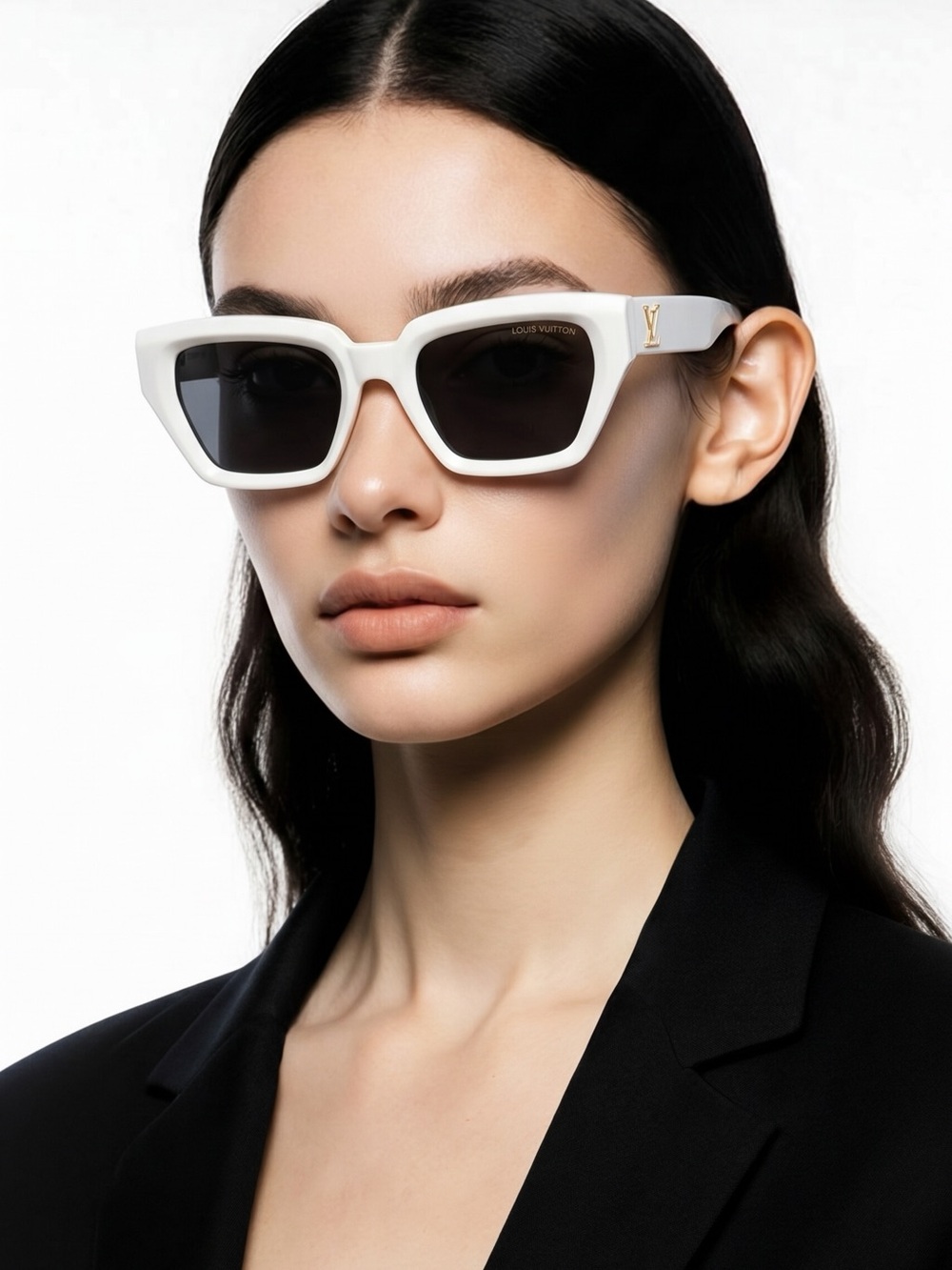 Louis Vuitton White Angular Cat-Eye Sunglasses